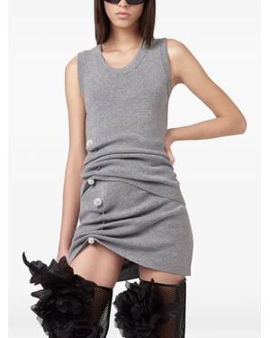 GIUSEPPE DI MORABITO Crystal-Embellished Draped Top - Gray