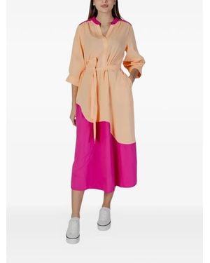 B.Young Colour-Block Shirt Midi Dress - Pink