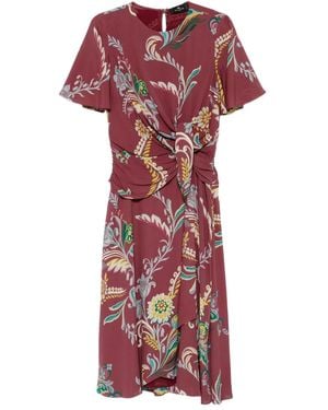 Etro ノットディテール フローラル ドレス - レッド