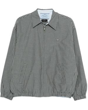 Prada Check-Pattern Zip-Fastening Jacket - Grey