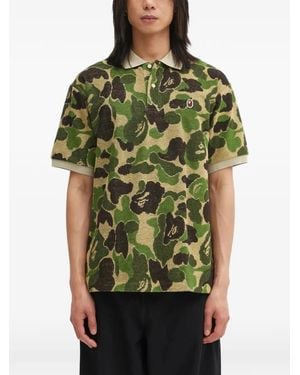 A Bathing Ape Camo Pile Jacquard Polo Shirt - Green