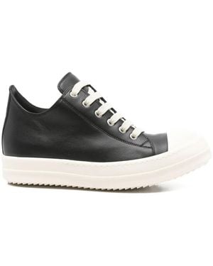 Rick Owens Leather Lace-Up Sneakers - Black