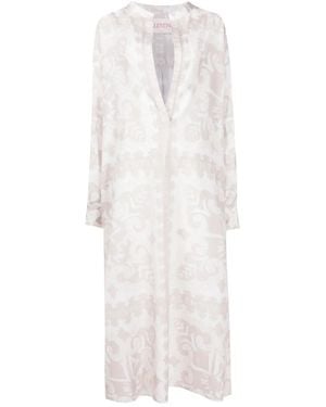 Valentino Garavani Geometric-Print Silk-Cotton Dress - White