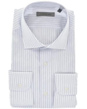 Corneliani Striped French-Collar Shirt - White