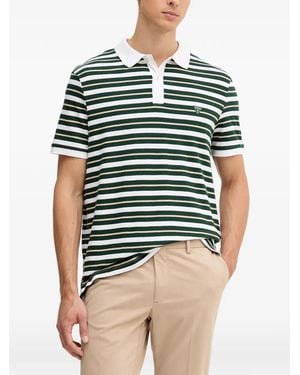 Guess Horizontal-Stripe Logo-Patch Polo Shirt - Green