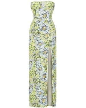 Bronx and Banco Veronica Floral-Beaded Maxi Dress - Green