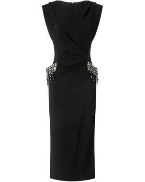 Pinko Stretch Viscose Dress With Jewel Embroidery - Black