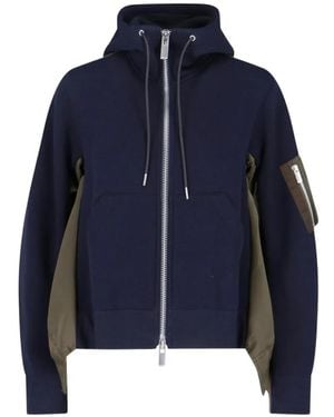 Sacai Zip Hooded Jacket - Blue