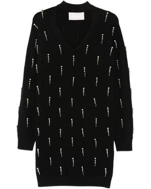 Circus Hotel Bead-Embellished Cut-Out Dress - Black