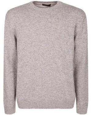 Zanone Crew-Neck Ribbed-Trim Sweater - Gray