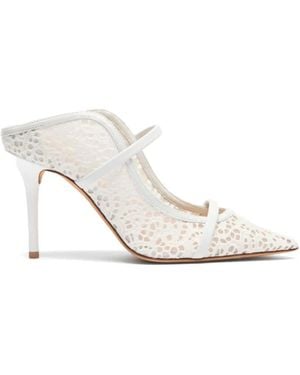 Malone Souliers Maureen Broderie Mesh Mules - White