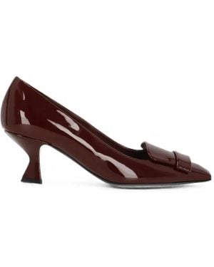 Sergio Rossi Buckle-Detail Square-Toe Court Shoes - Brown