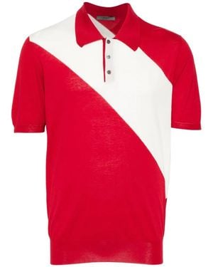 Bally Colour-Block Knitted Polo - Red