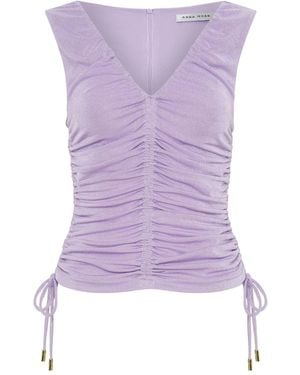 Anna Quan Gesmoktes Top - Lila
