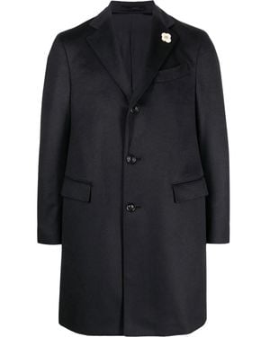 Lardini Single-Breasted Cashmere Overcoat - Black