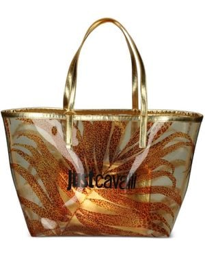 Just Cavalli Palm-Print Tote Bag - Brown