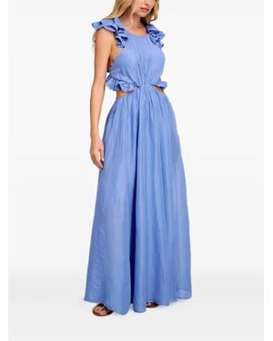 Pearl & Caviar Ruffled Cut-Out Maxi Dress - Blue