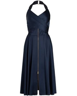 Patou Halterneck Satin Midi Dress - Blue
