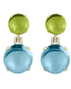 Goshwara Rock N Roll Peridot And Topaz Earrings - Blue