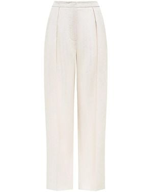 12 STOREEZ Pressed-Crease Linen Trousers - White
