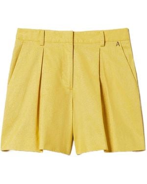Twinset Bermuda En Lin Mélangé Avec Lurex - Yellow