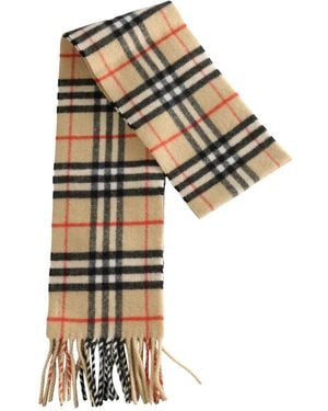 Burberry Check-Fringe Scarf - White