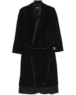 Undercover Belted Layered Coat - Black