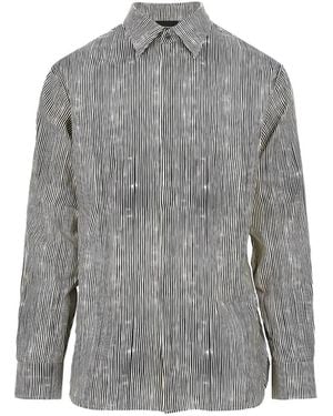 Emporio Armani Striped Long-Sleeve Shirt - Grey