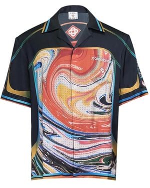 CASABLANCA Overhemd Met Cubaanse Kraag En Korte Mouwen - Blauw