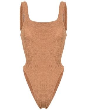 Hunza G Classic Square Neck Crinkle Swimsuit - Brown