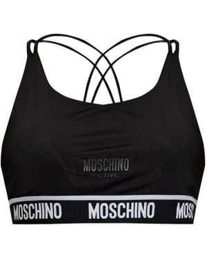 Moschino Active Logo-Tape Sports Bra - Black