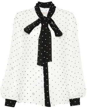 Elie Saab Polka-Dot Bow Shirt - White