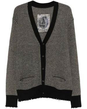 Ziggy Chen Distressed-Effect Knitted Cardigan - Gray