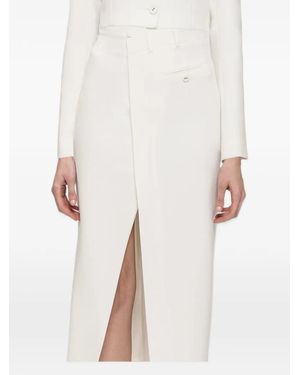 Nissa Tailored Front-Slit Skirt - White