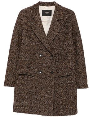 Seventy Herringbone Double-Breasted Coat - Brown