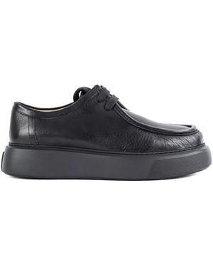 Referenc Grained-Leather Platform Loafers - Black