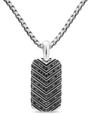 David Yurman Pendentif En Sterling Serti De Diamants À Étiquette Chevron - Blanc