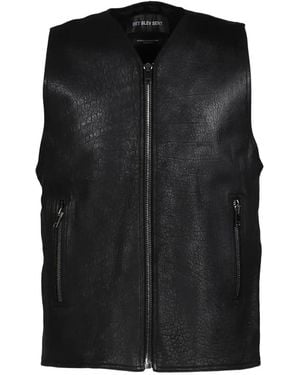 Det Blev Sent Zip-Up Leather Vest - Black