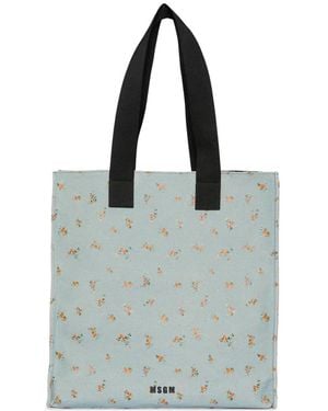 MSGM Sac Cabas À Fleurs - Blue