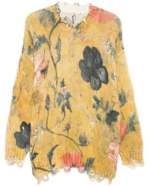 R13 Pullover Mit Blumen-Print - Gelb