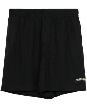 CASABLANCA Logo-Print Silk Shorts - Black