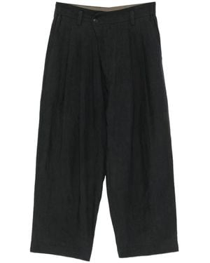 Ziggy Chen Pleated-Waistband Pocket Pants - Black