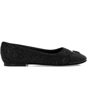 Philipp Plein Strass Logo Ballerina Flats - Black