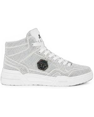 Philipp Plein Mid-Top Predator V2 Strass Trainers - White