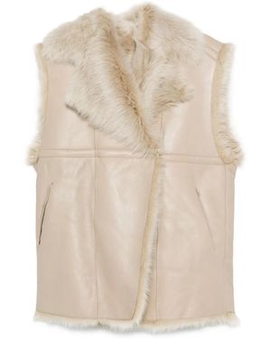 IRO Fur-Trimmed Leather Vest - Natural