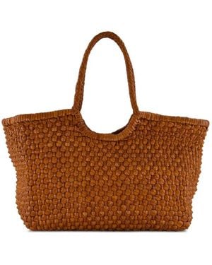 Dragon Diffusion Nantucket Cactus Woven Leather Tote Bag - Brown