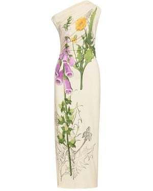 Oscar de la Renta Foxglove Sketch Jersey Dress - Metallic