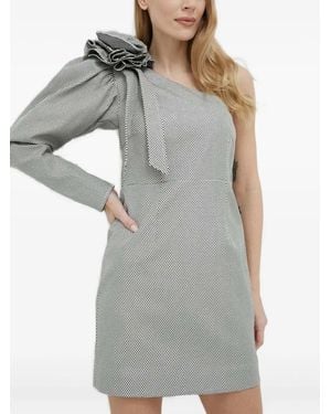 Custommade• One-Shoulder Rosette Mini Dress - Grey