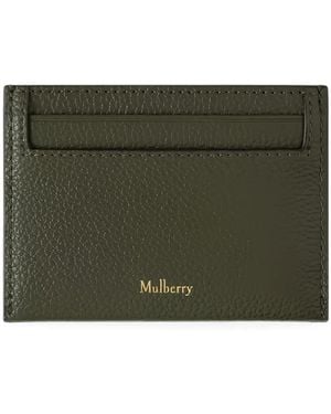 Mulberry Logo-Print Grained Card Holder - Green