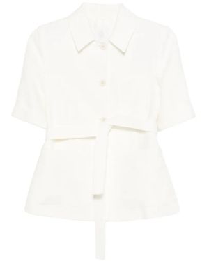 Eleventy Short Sleeve Belted Jacket - White